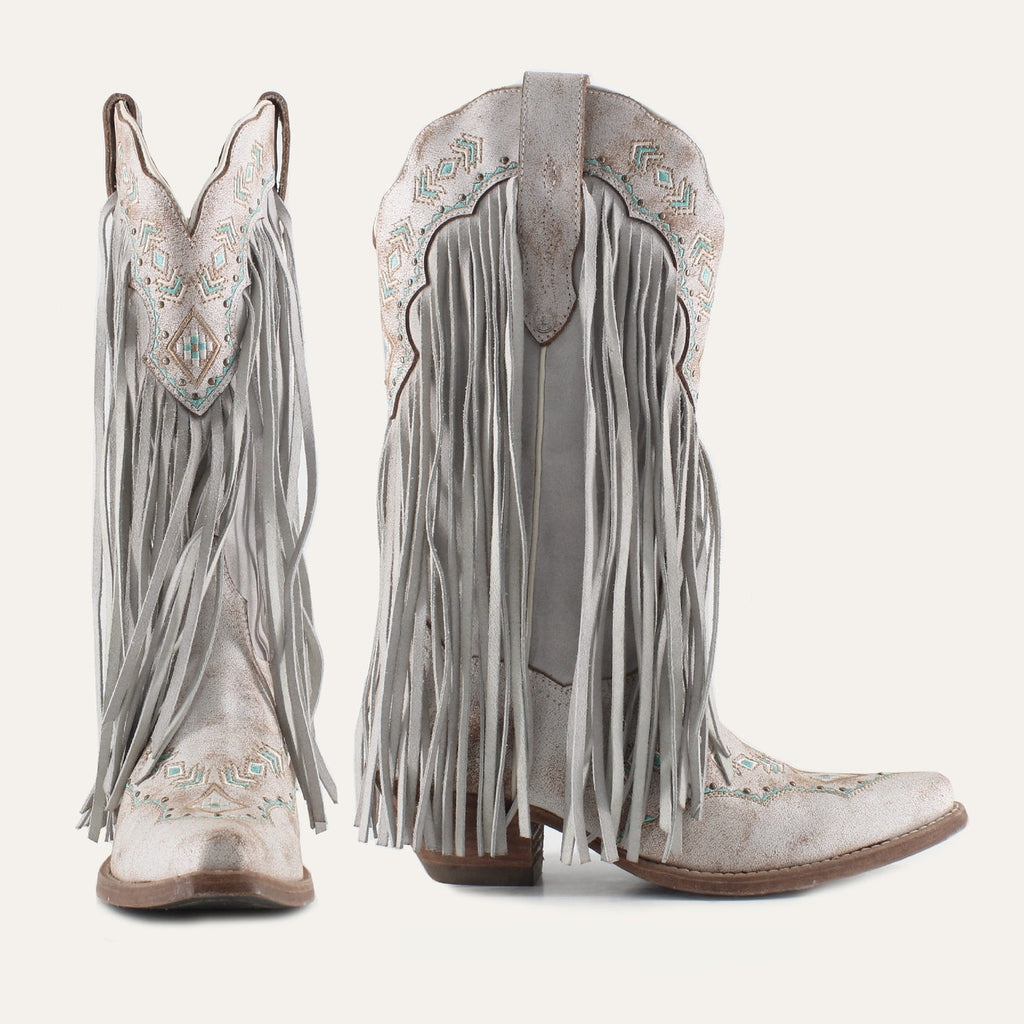 FRANNY WHITE - Leather Cowgirl Boots - Classic Western Style & Comfort