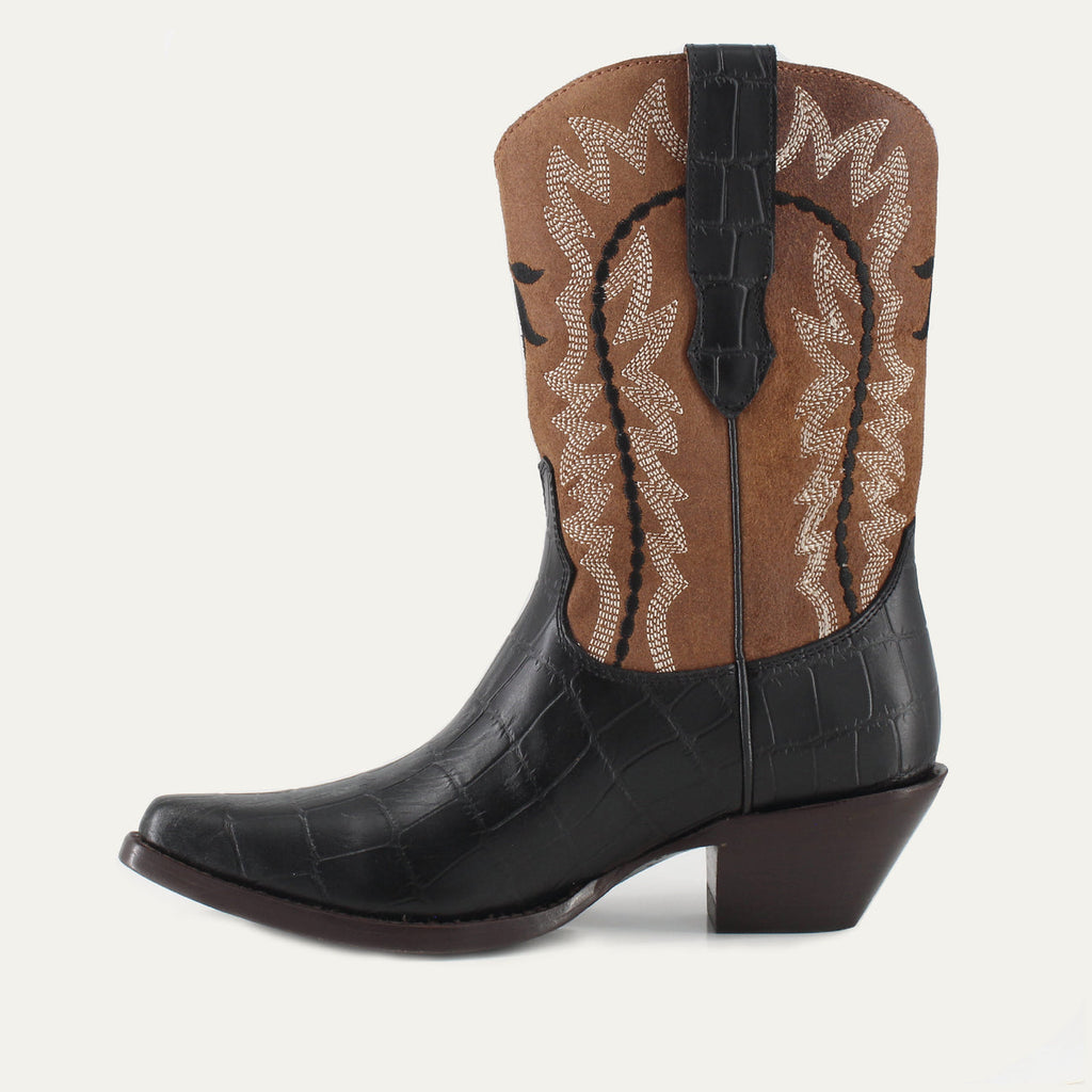 BIANKA BLACK - Leather Cowgirl Boots - Stylish Western Comfort