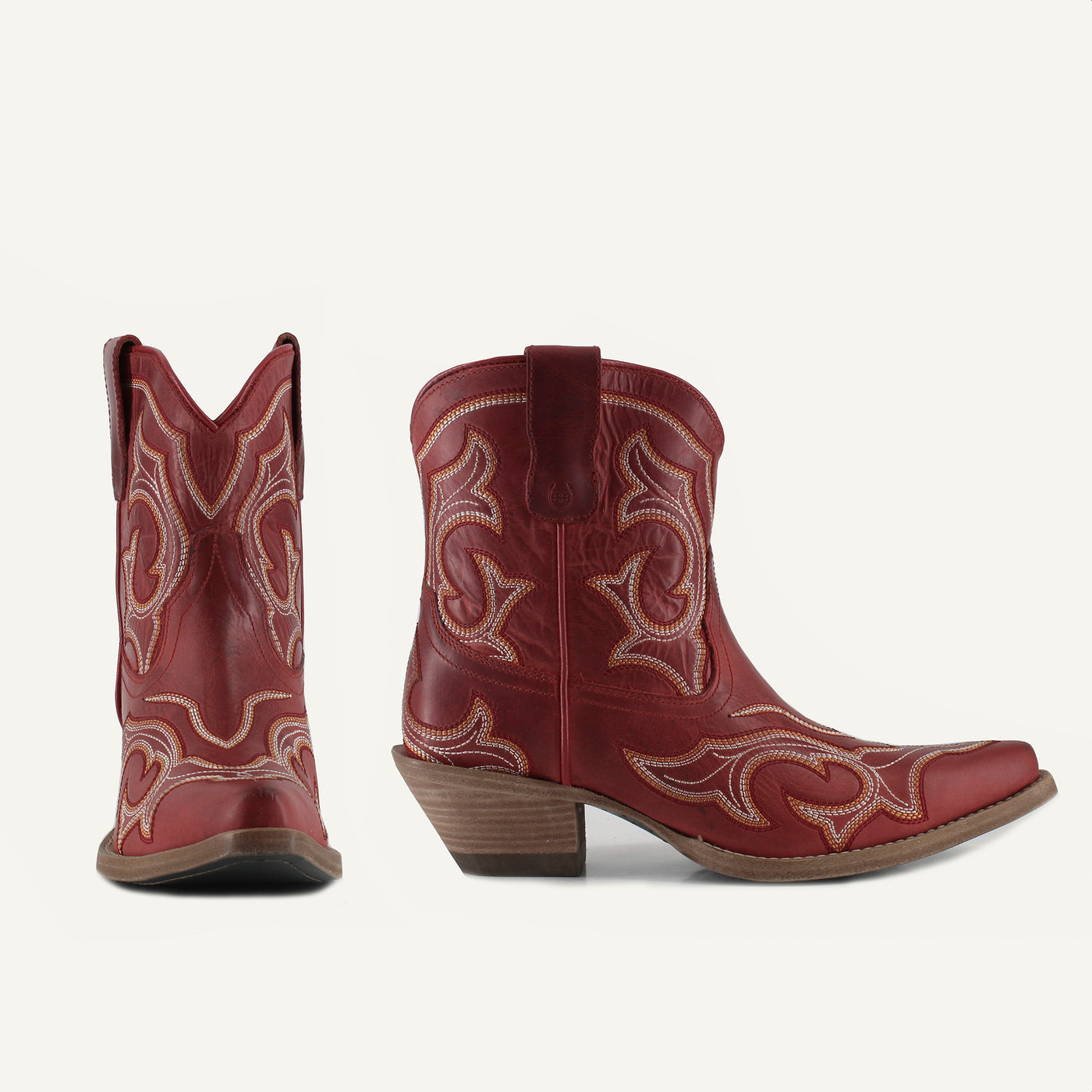 REGINA RED - Leather Cowgirl Boots - Classic Western Elegance & Comfort