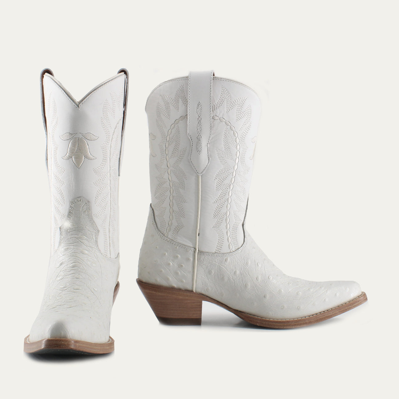 BIANKA WHITE - Leather Cowgirl Boots - Stylish Western Footwear & Comfort