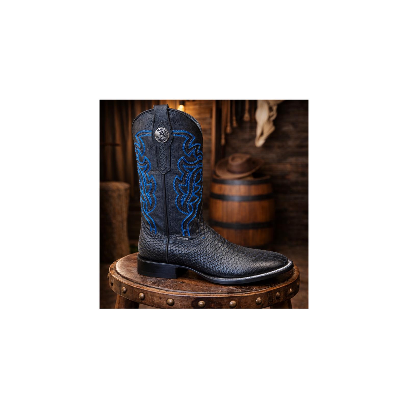 MIDNIGHT BLACK SNAKE LEATHER - COWBOY BOOTS