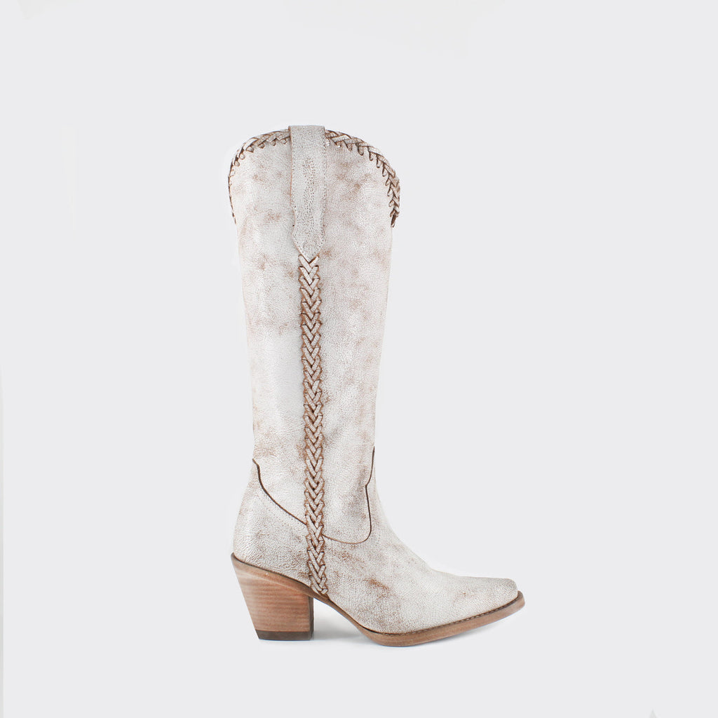 KENIA WHITE - Cowgirl Leather Boots - Elegant Western Footwear