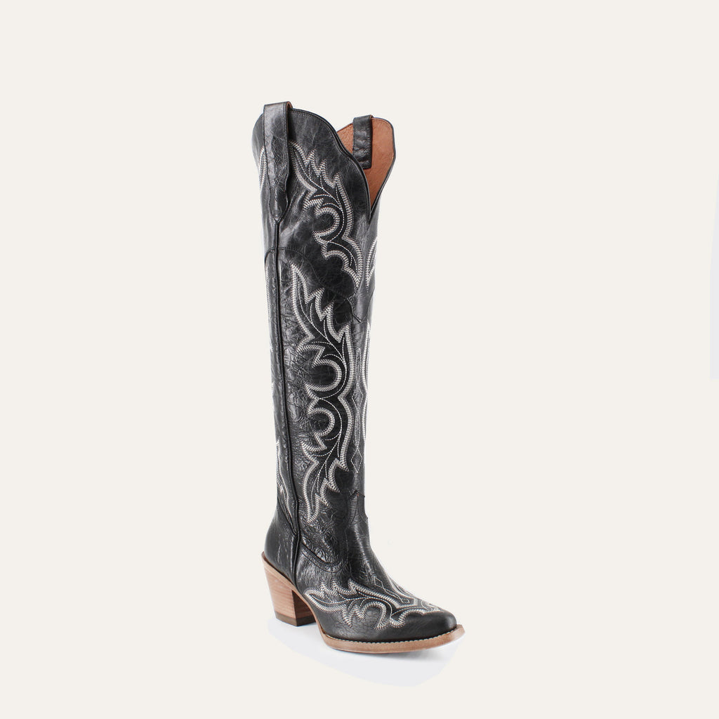 JULIA BLACK - Tall Leather Cowgirl Boots - Sophisticated Western Footwear