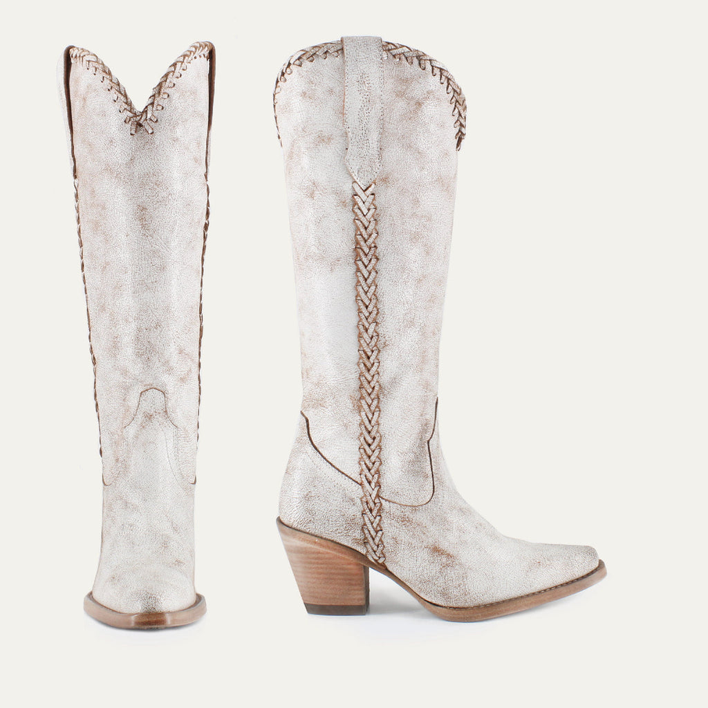 KENIA WHITE - Cowgirl Leather Boots - Elegant Western Footwear