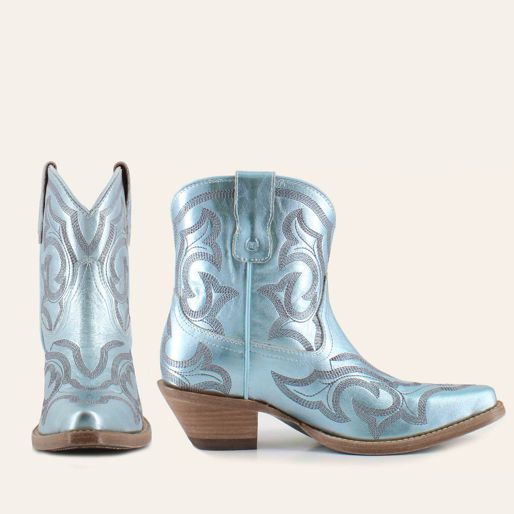 REGINA BLUE - Leather Cowgirl Boots - Stylish Western Footwear & Comfort