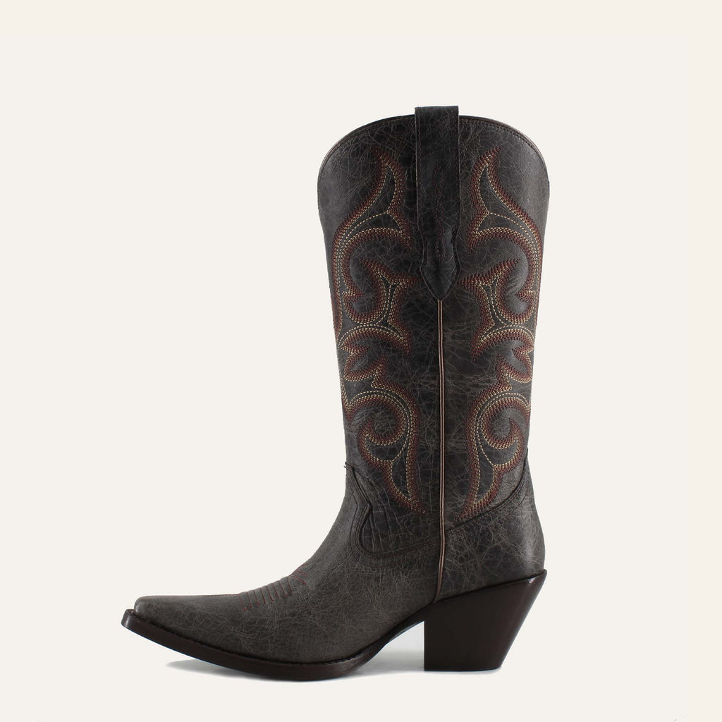 TESSA BLACK - Leather Cowgirl Boots - Stylish Western Footwear & Comfort