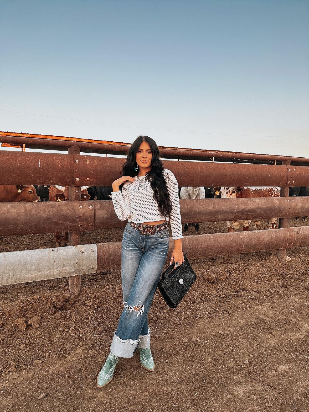 ELEANOR TORQUOISE - Leather Cowgirl Boots - Stylish & Comfortable