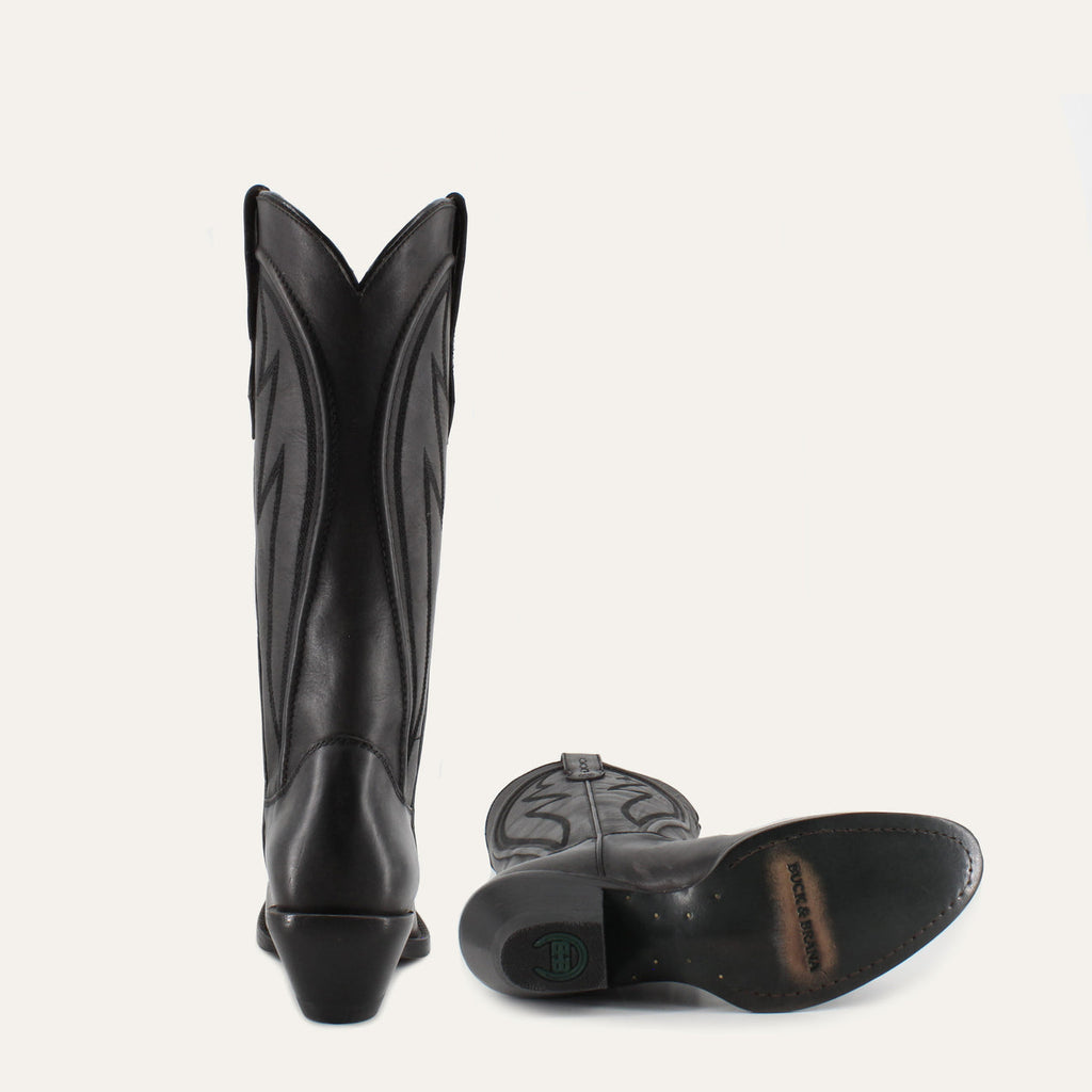 AVERY BLACK - Leather Cowgirl Boots - Stylish Western Footwear & Comfort