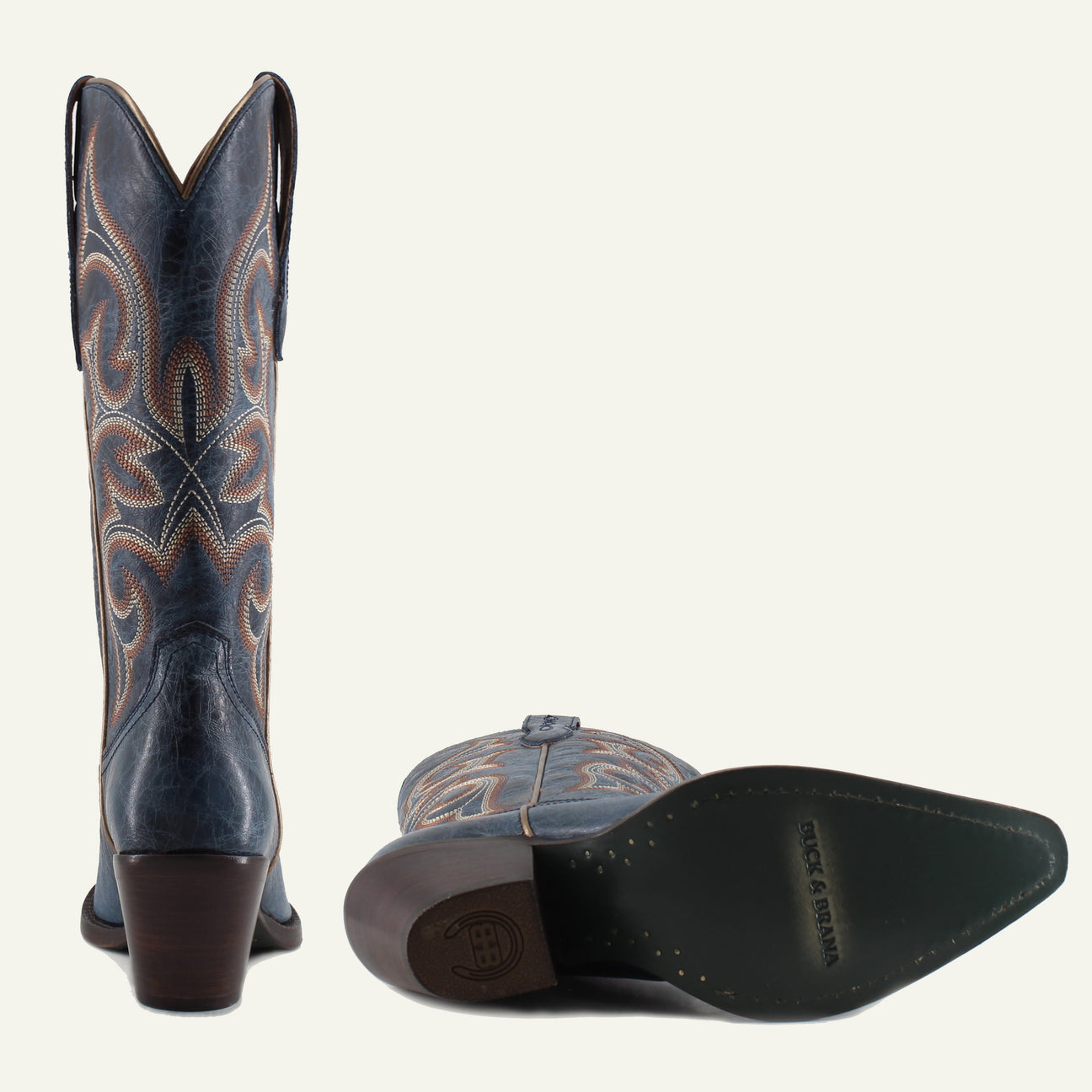 TESSA BLUE - Leather Cowgirl Boots - Classic Western Elegance & Comfort