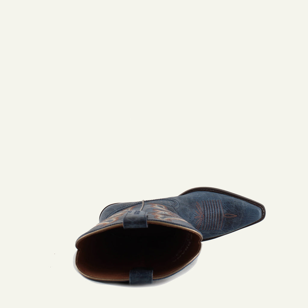 TESSA BLUE - Leather Cowgirl Boots - Classic Western Elegance & Comfort