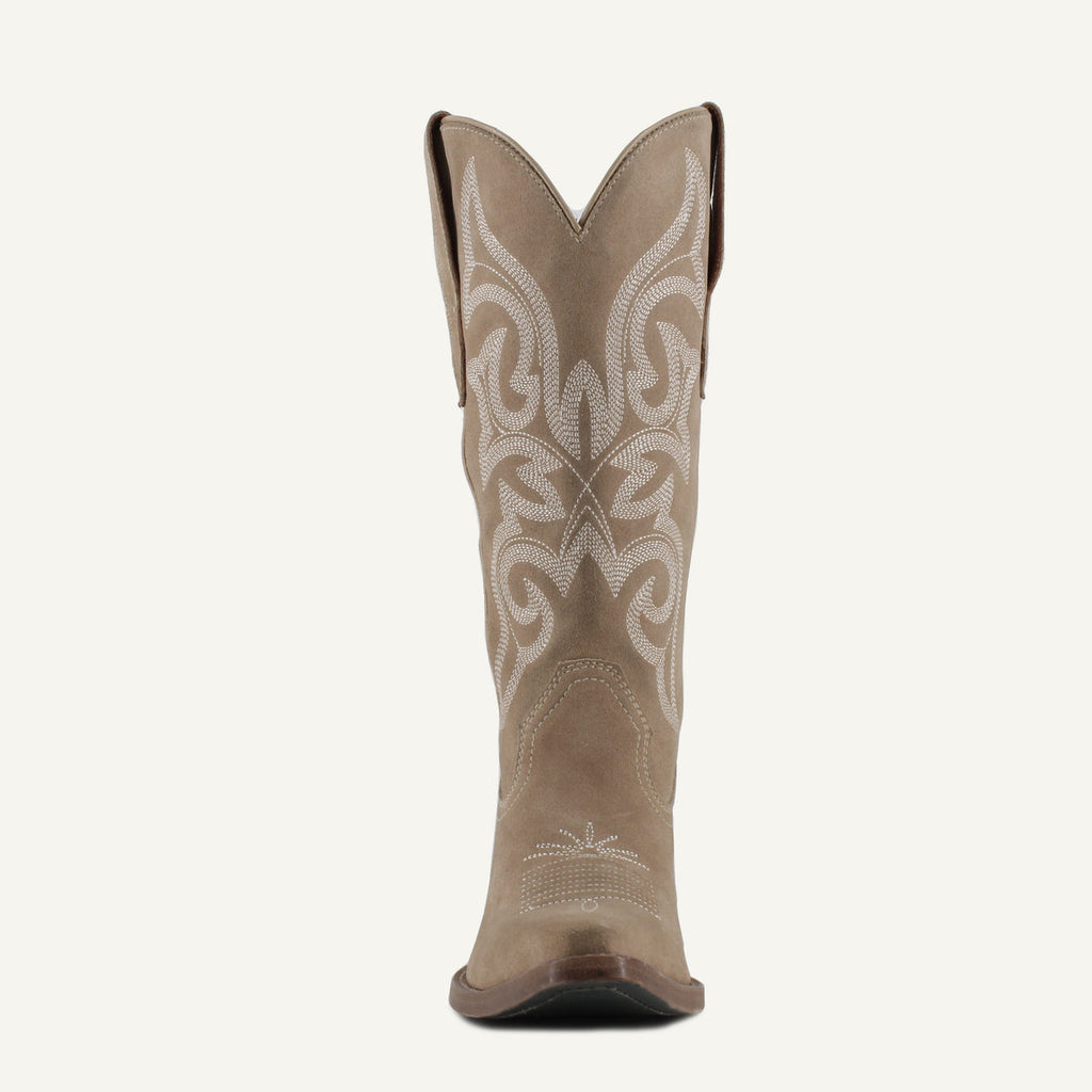 TESSA BEIGE - Leather Cowgirl Boots - Stylish Western Footwear & Comfort