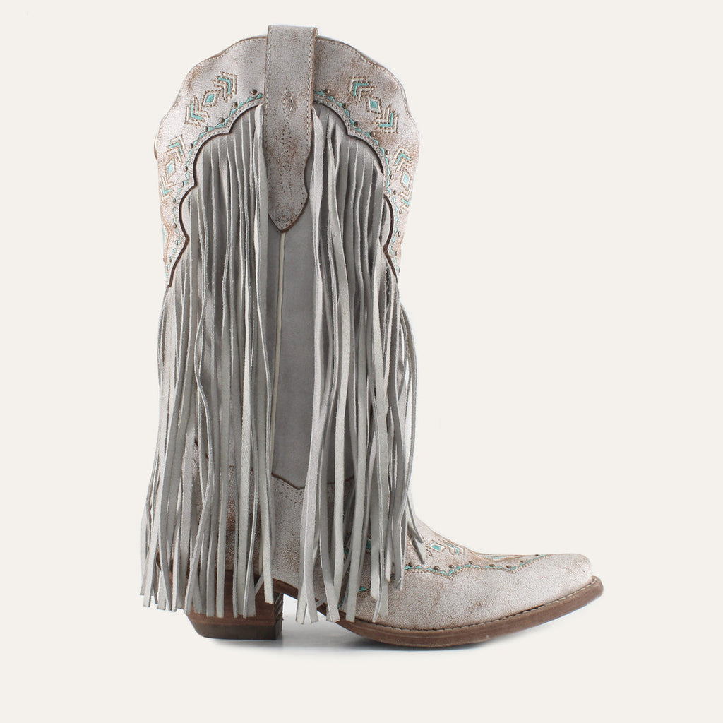 FRANNY WHITE - Leather Cowgirl Boots - Classic Western Style & Comfort