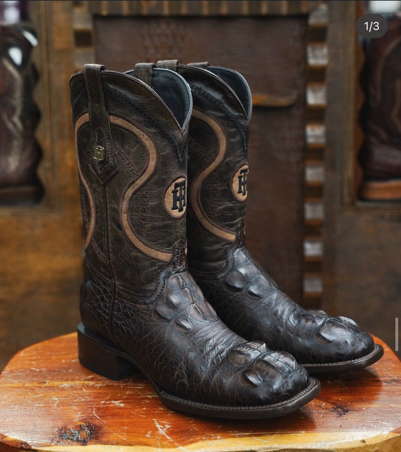 AMERICAN EXOTIC ALLIGATOR BROWN MOCHA - COWBOY BOOTS