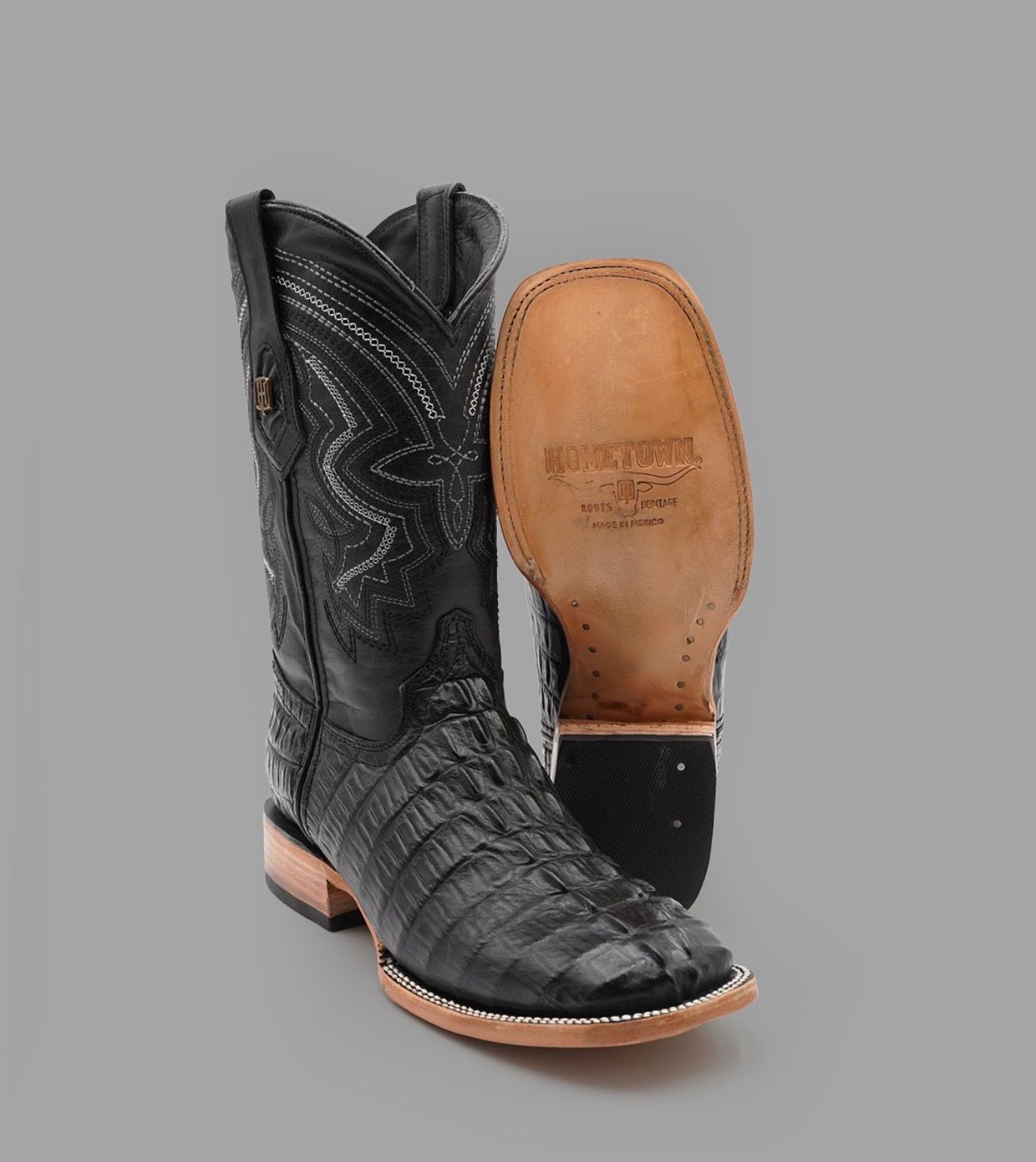 LEATHER BLACK ALLIGATOR - COWBOY BOOTS