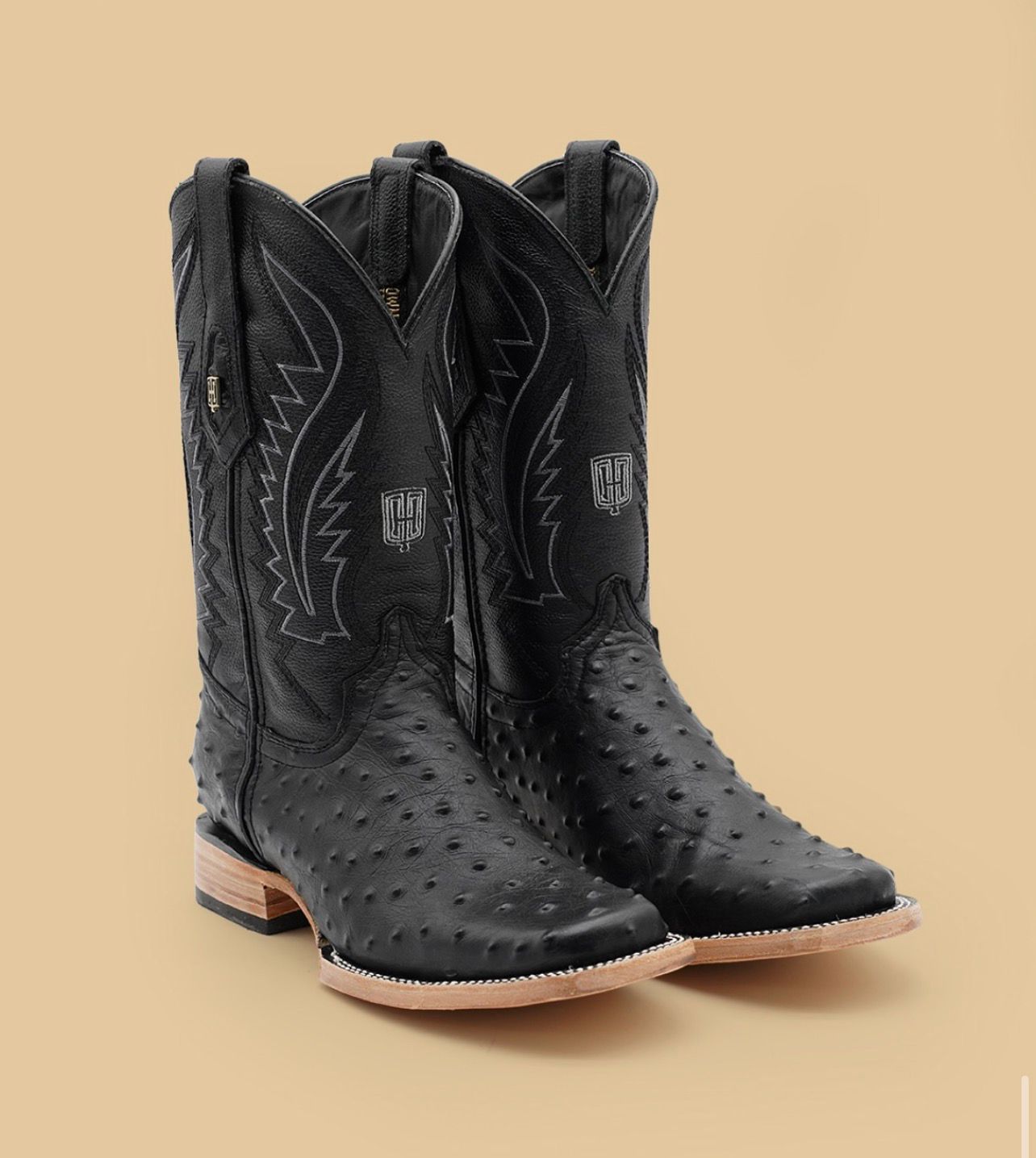 EXOTIC BLACK OSTRICH - COWBOY BOOTS