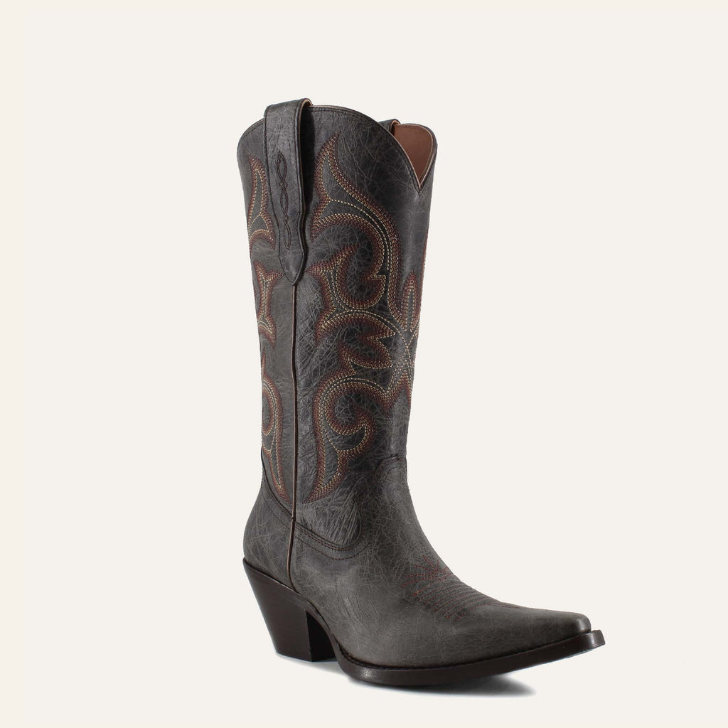 TESSA BLACK - Leather Cowgirl Boots - Stylish Western Footwear & Comfort
