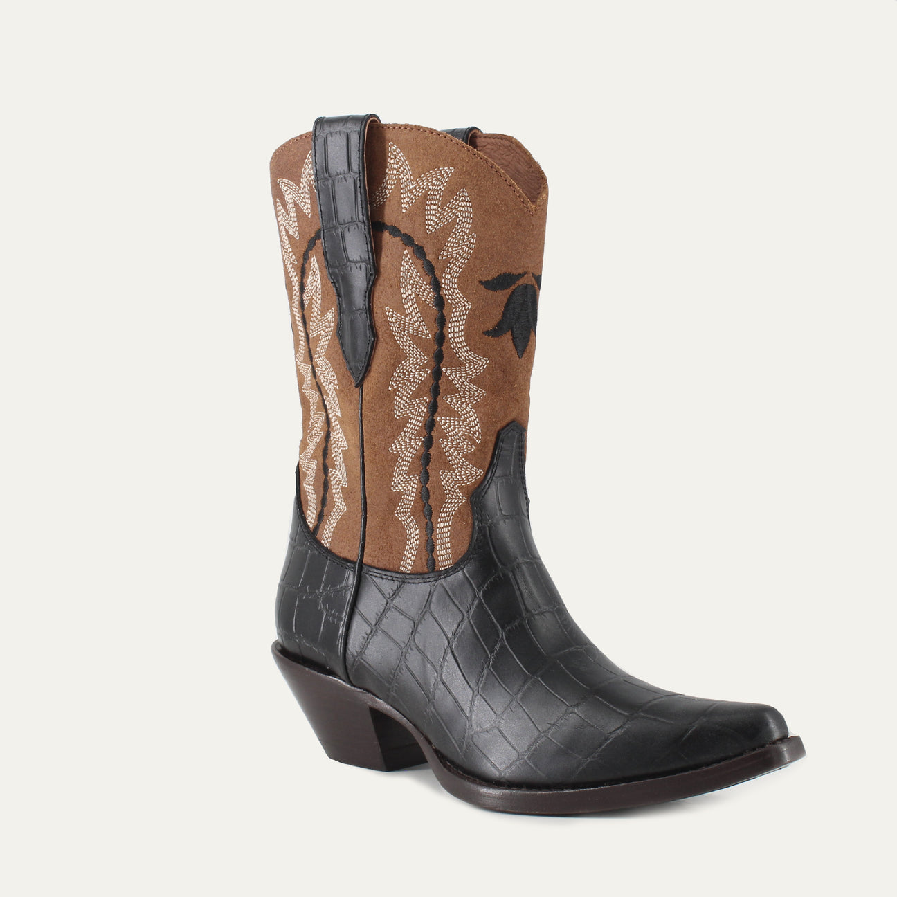 BIANKA BLACK - Leather Cowgirl Boots - Stylish Western Footwear & Comfort