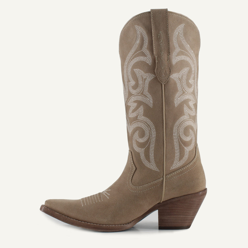 TESSA BEIGE - Leather Cowgirl Boots - Stylish Western Footwear & Comfort