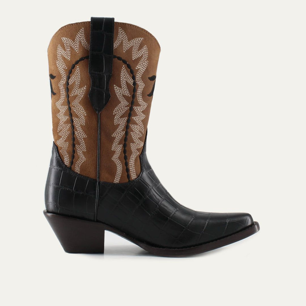 BIANCA BLACK - Leather Cowgirl Boots - Stylish & Comfortable