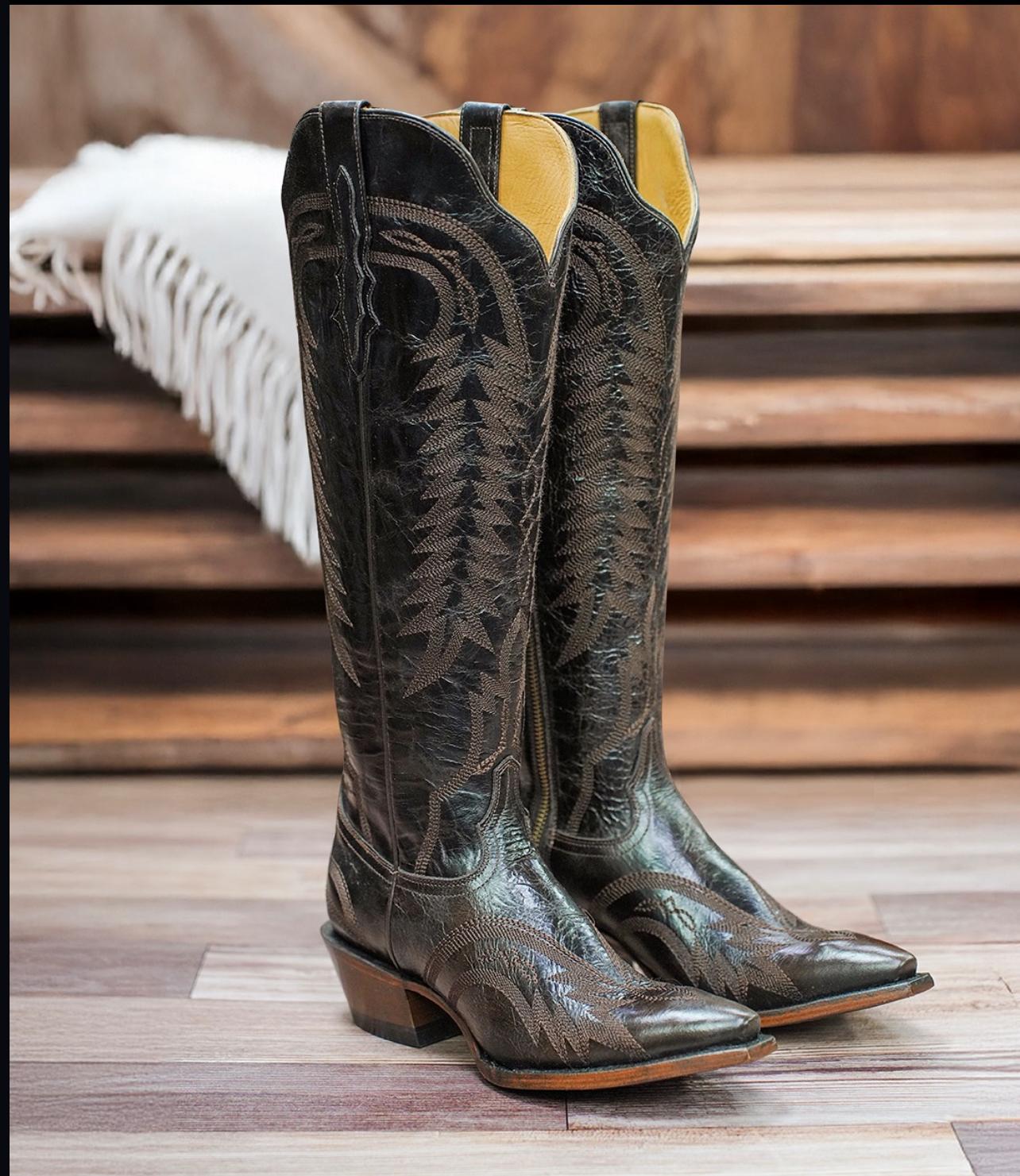 ARIANNA FROZEN LEATHER COWGIRL BOOTS -Stylish Western Footwear